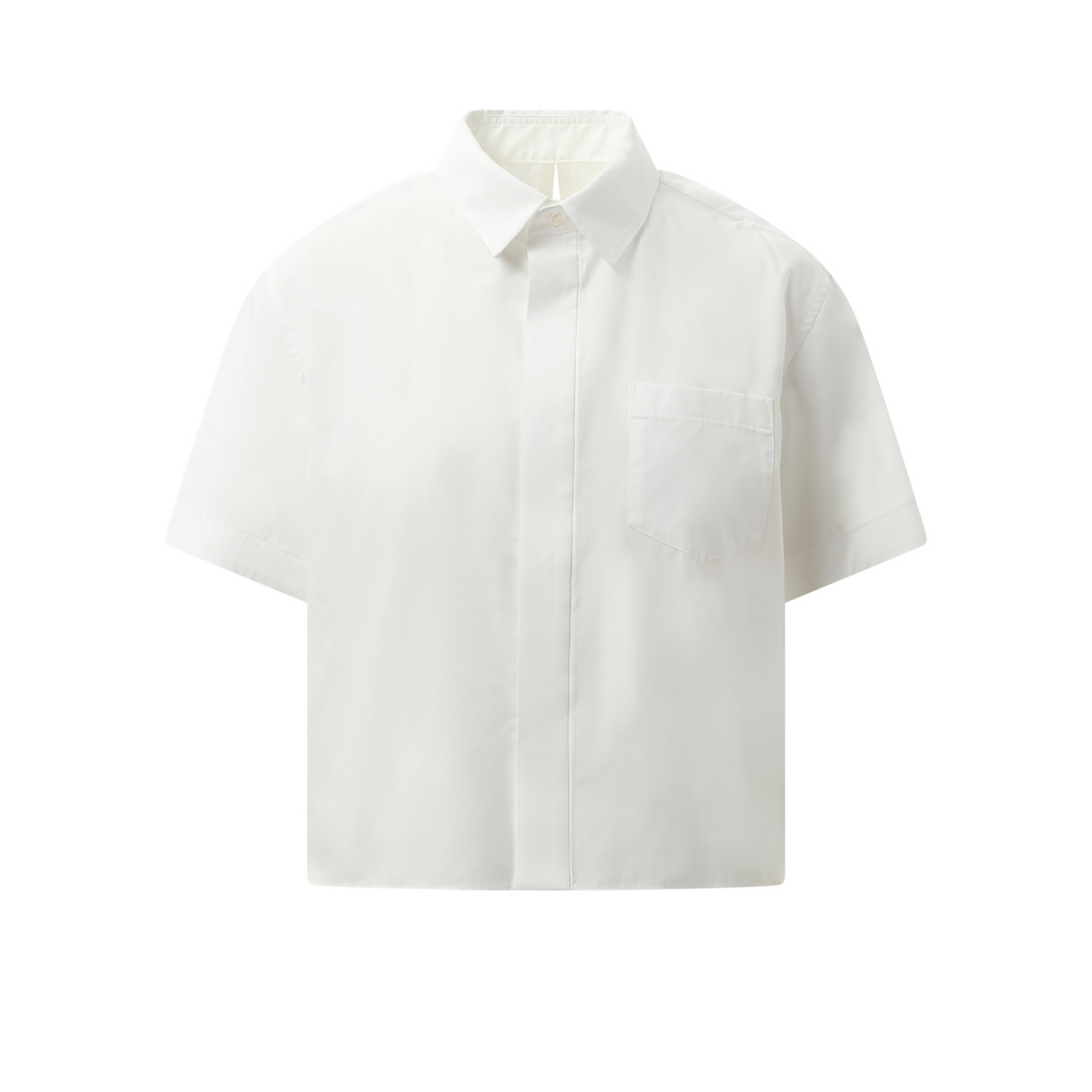 Short-sleeve Cotton Poplin Shirt in Off White