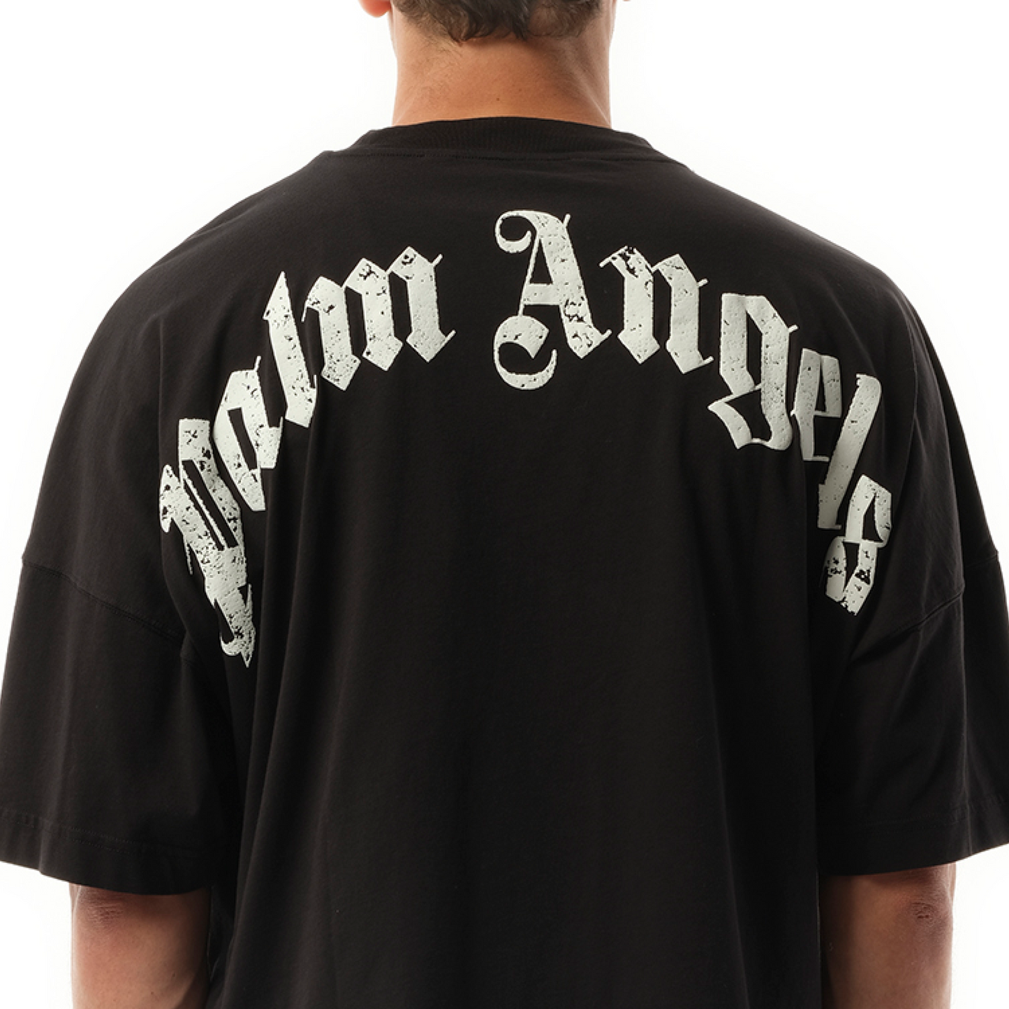 Back Curved Logo Over T-Shirt in Black/Off White