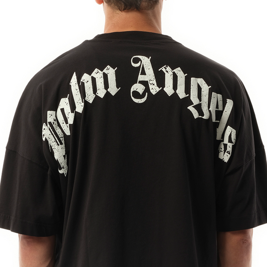 Back Curved Logo Over T-Shirt in Black/Off White