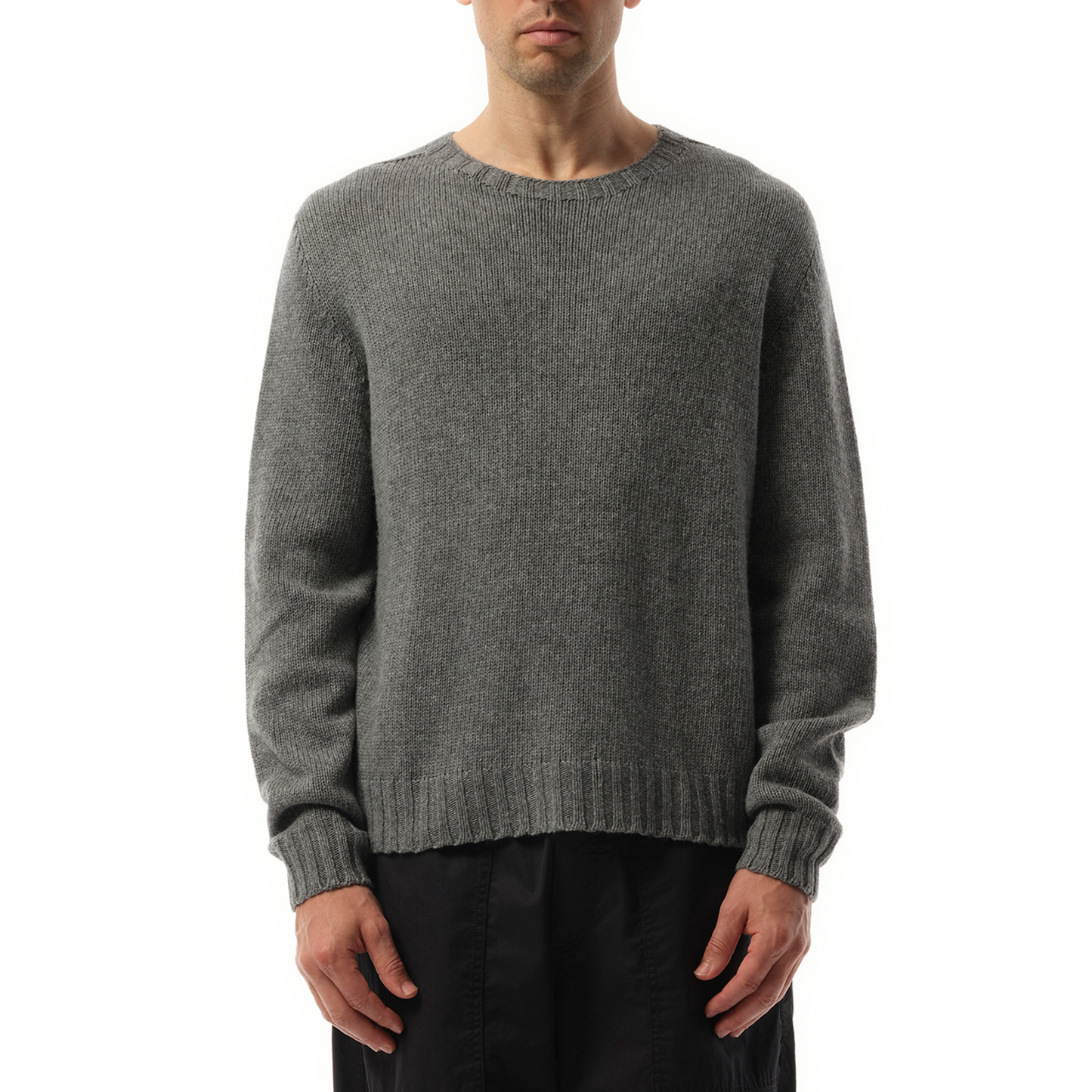 Curved Logo Sweater in Grey Melange/Off White