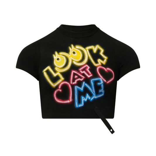 Japanese Fan-Service Neon Paint T-Shirt in Black