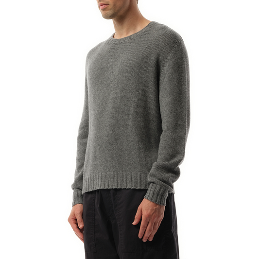 Curved Logo Sweater in Grey Melange/Off White