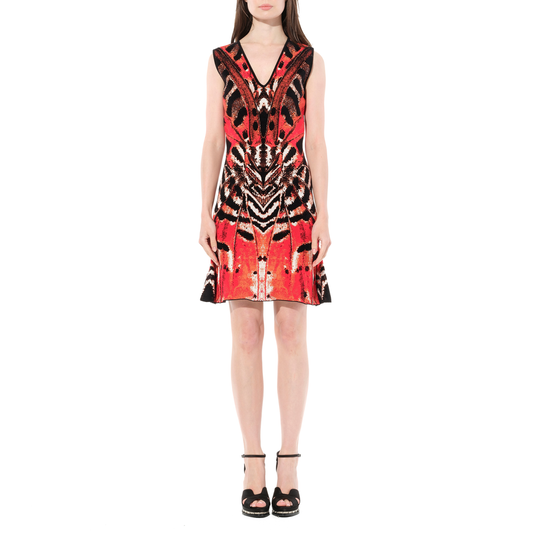 Butterfly Jacquard Dress in Red