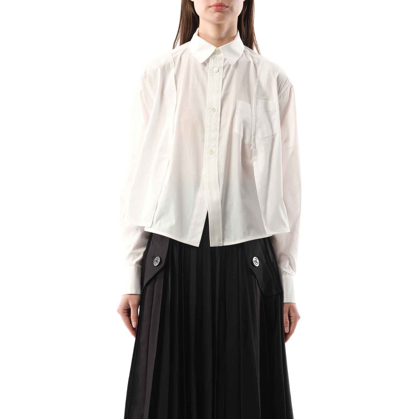 Reconstructed Cotton Poplin Shirt in Off White