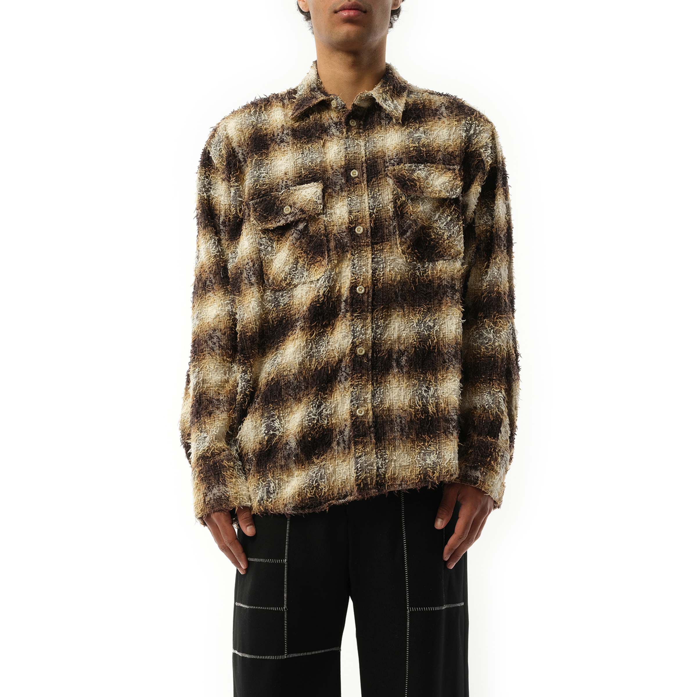 Zombie Silhouette Check Shirt in Ivory