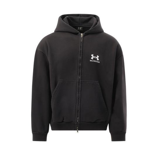 Under Armour Zip-Up Hoodie in Washed Black/White