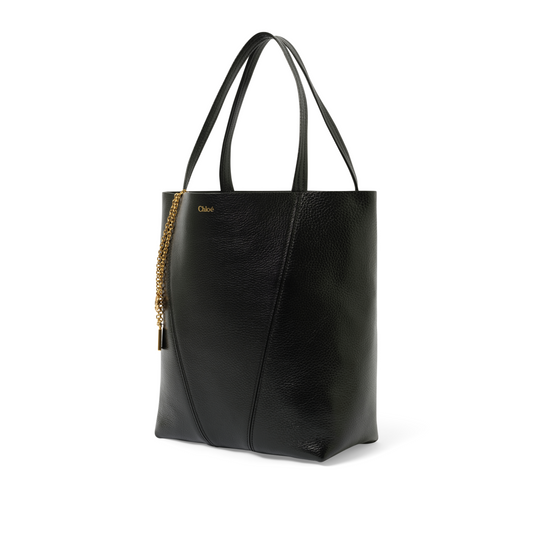 Chloe Spin Medium Tote Bag in Black