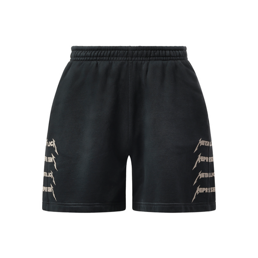 Metallica 40 Year Anniversary Shorts in Stained Black