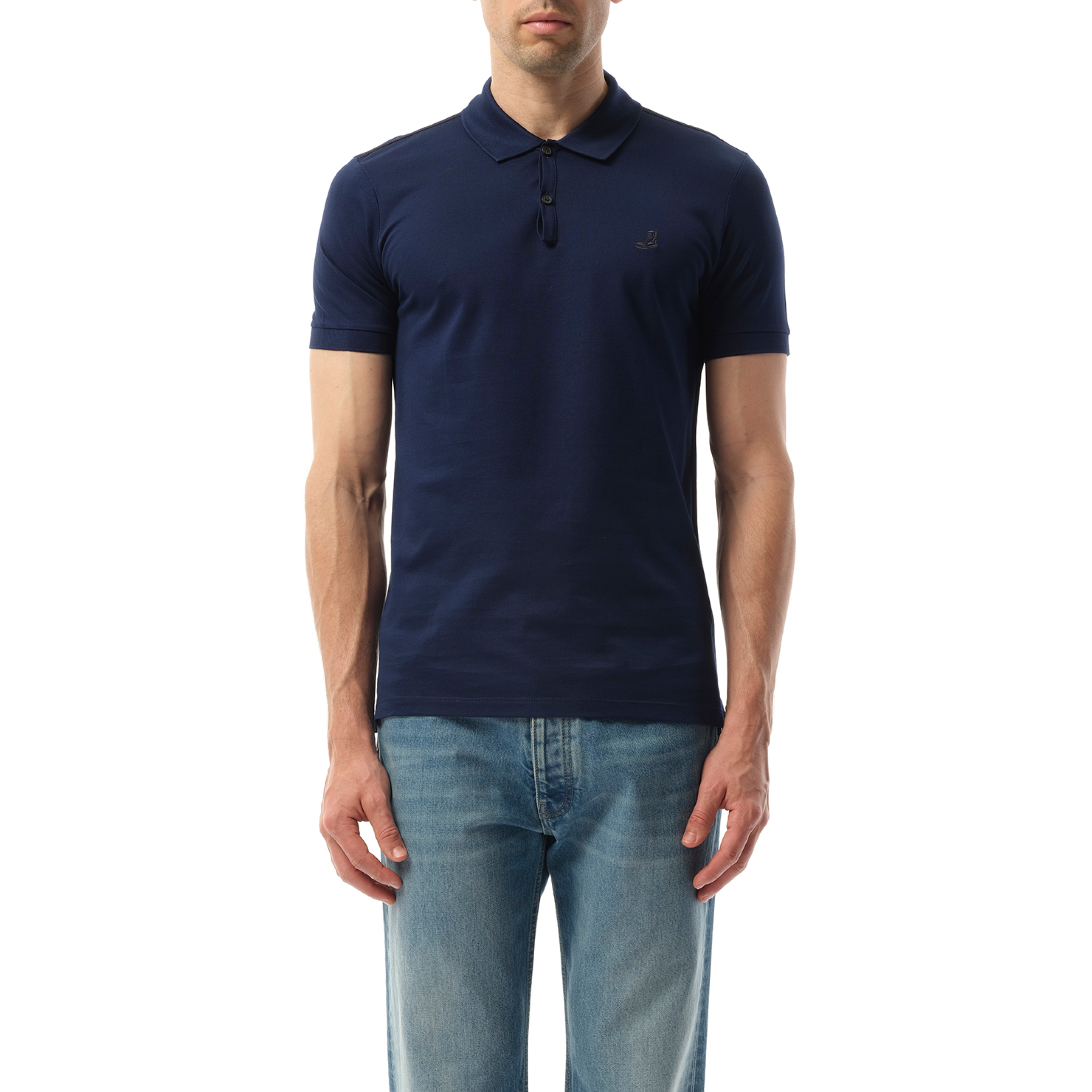 Slim Fit Basket Polo in Blue