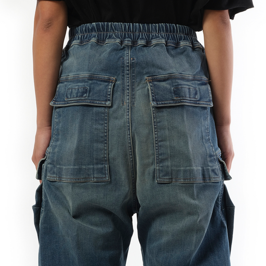 Denim Double Cargo Jumbo Belas in Washed Indigo