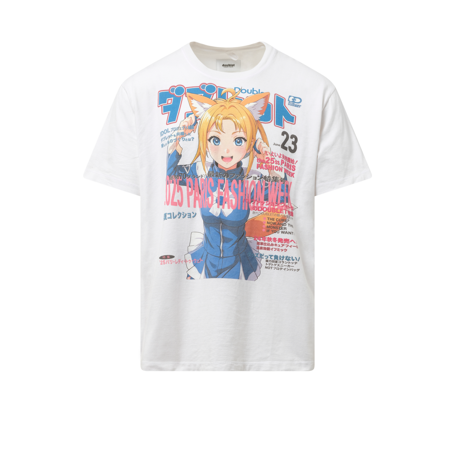 Anime Fox Girl Print T-Shirt in White