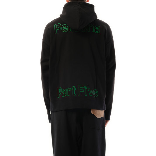 Leon Printed Hoodie in Black