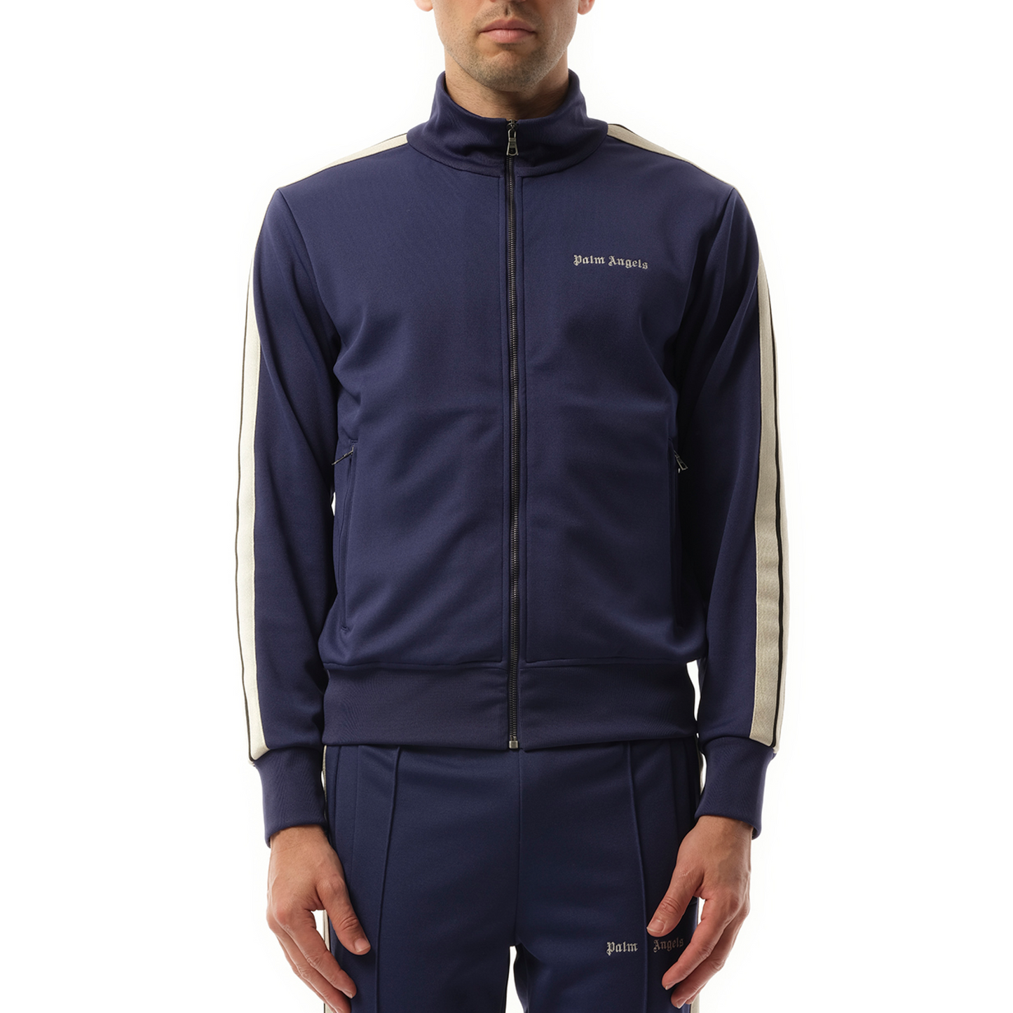 Logo Track Jacket in Navy Blue/Off White