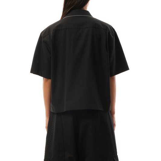 Short-Sleeved Convertible Shirt in Black