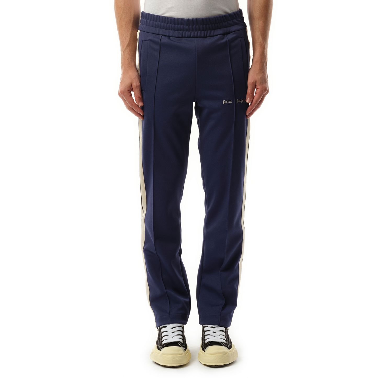 Logo Track Pants in Navy Blue/Off White