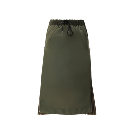 Nylon Twill Skirt in Khaki