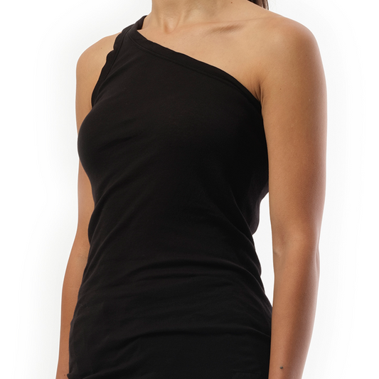 One Shoulder Tank Top in Black