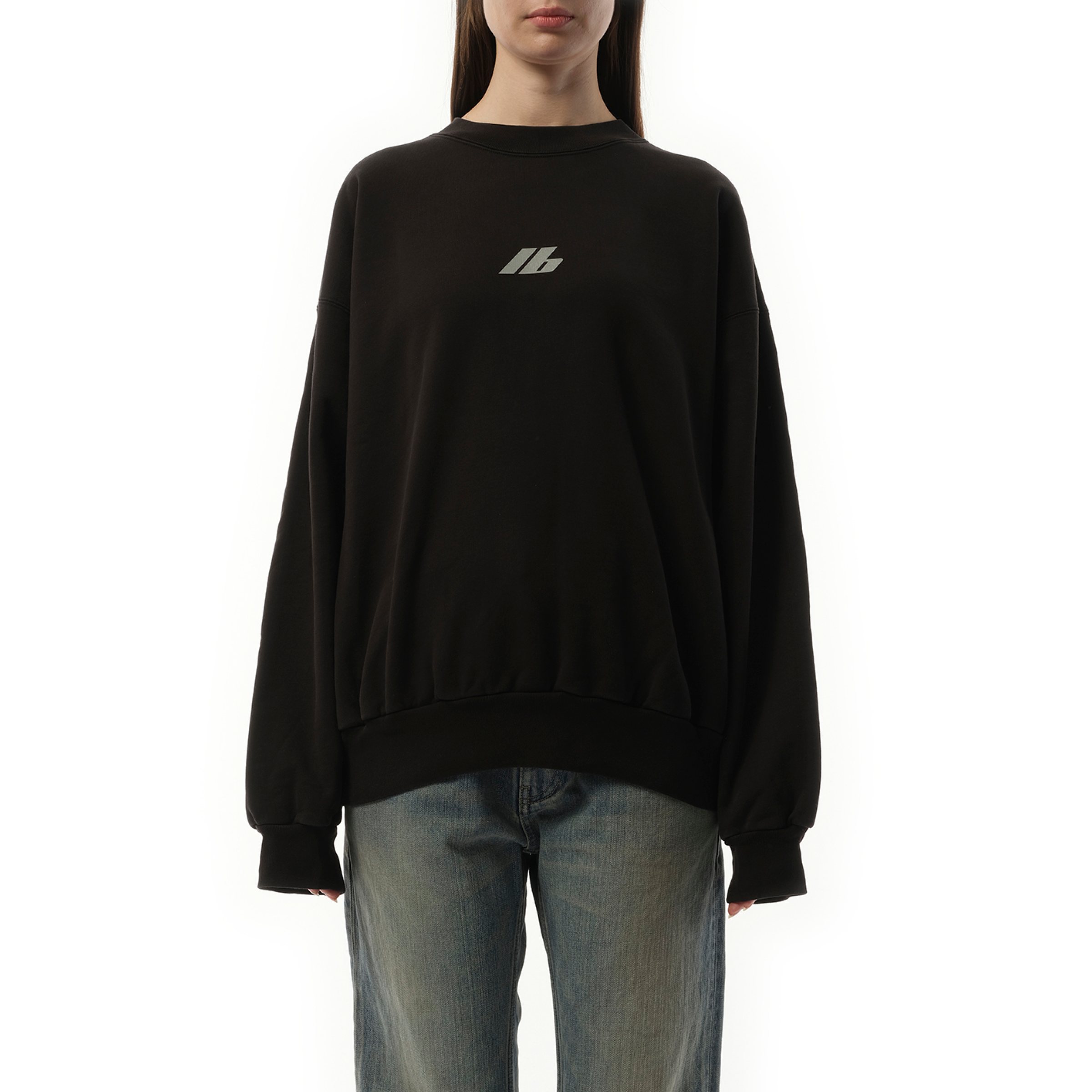 Activewear Logo Medium Fit Sweatshirt in Faded Black