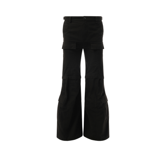 Flared Cargo Pants in Black