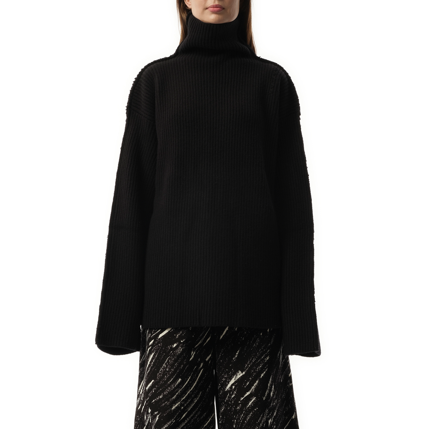 Long Sleeve Turtleneck Sweater in Black