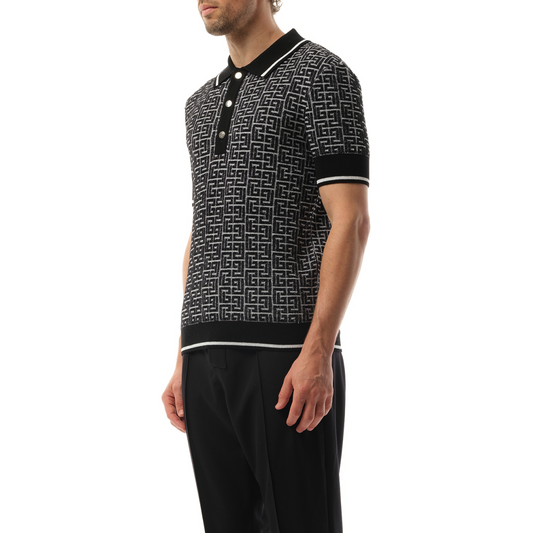 Monogram Vanise Knit Polo in White/Black