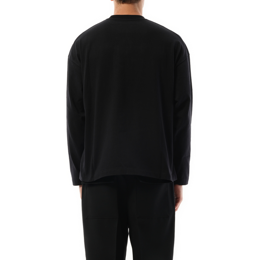 Tonal Jil Sander Logo Long Sleeve T-Shirt in Black