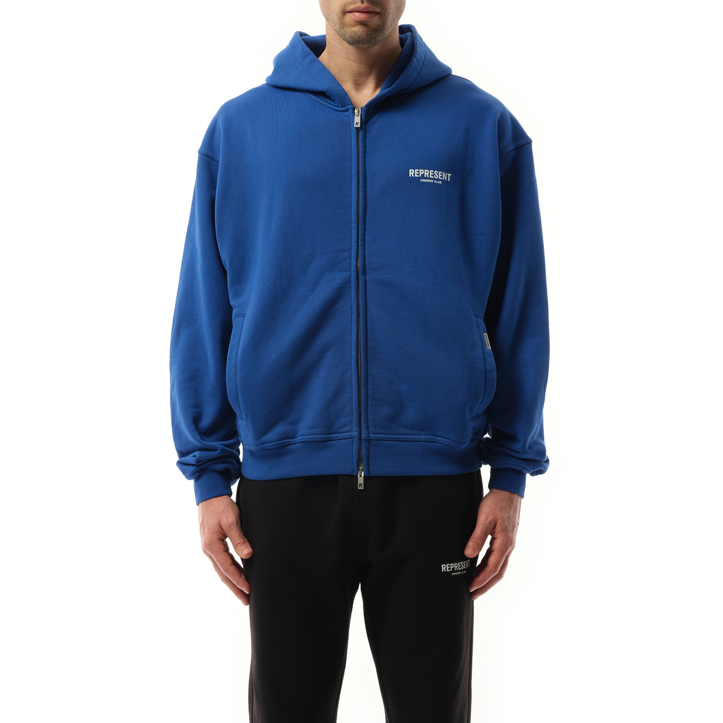 Represent Owners Club Zip Hoodie in Cobalt