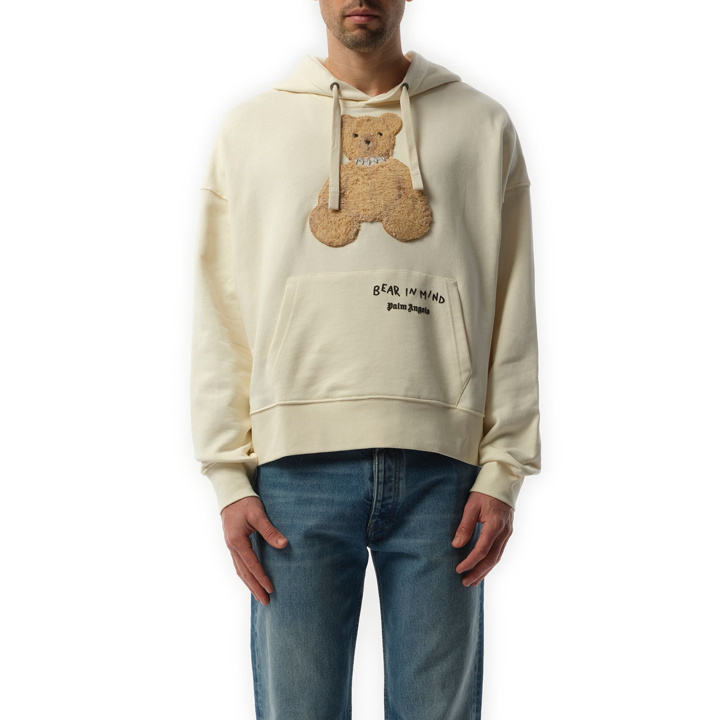 Bear in Mind Hoodie in Off White/Brown