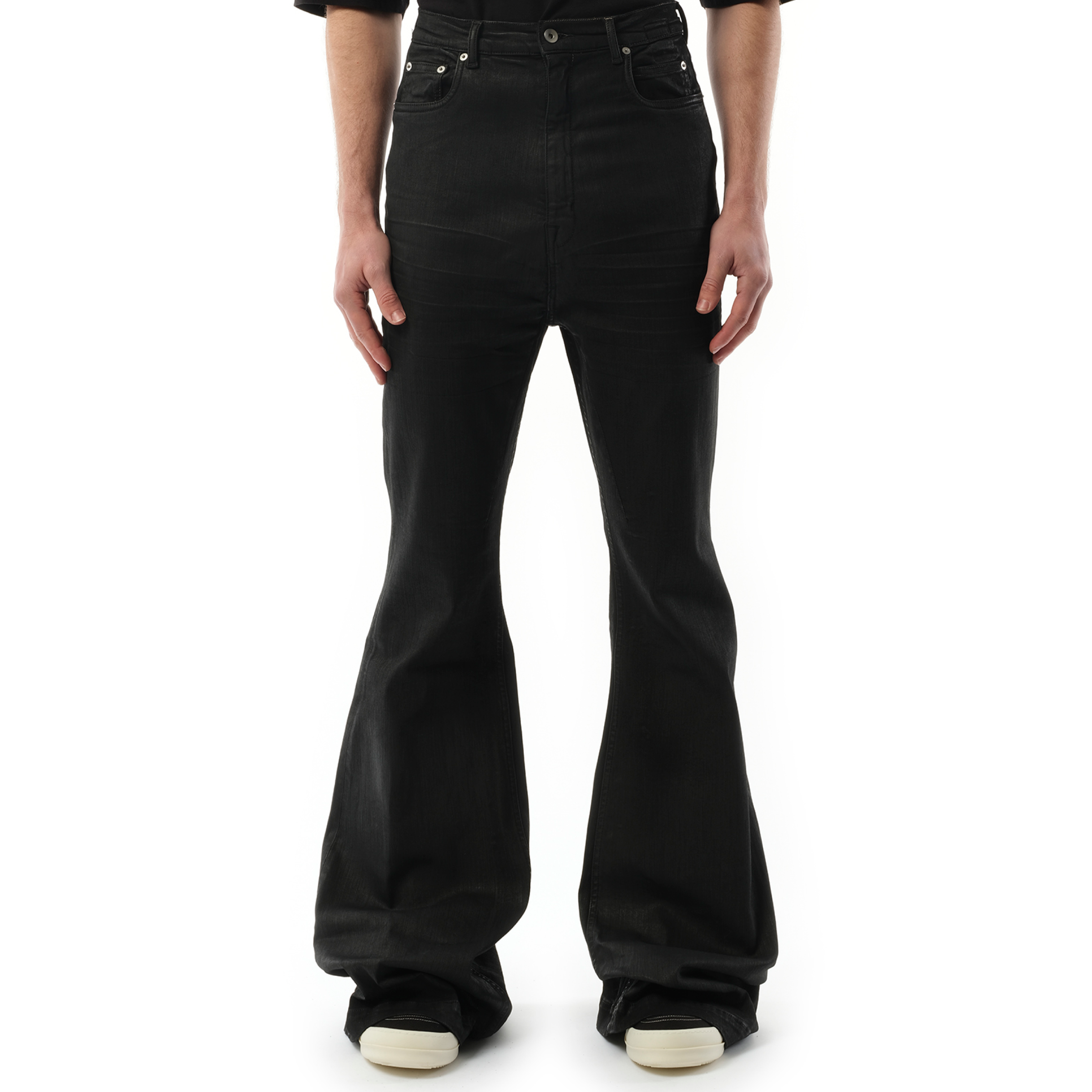 Bias Bootcut Denim Pants in Black Wax