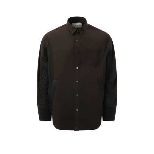 Cotton Poplin Nylon Shirt in Black