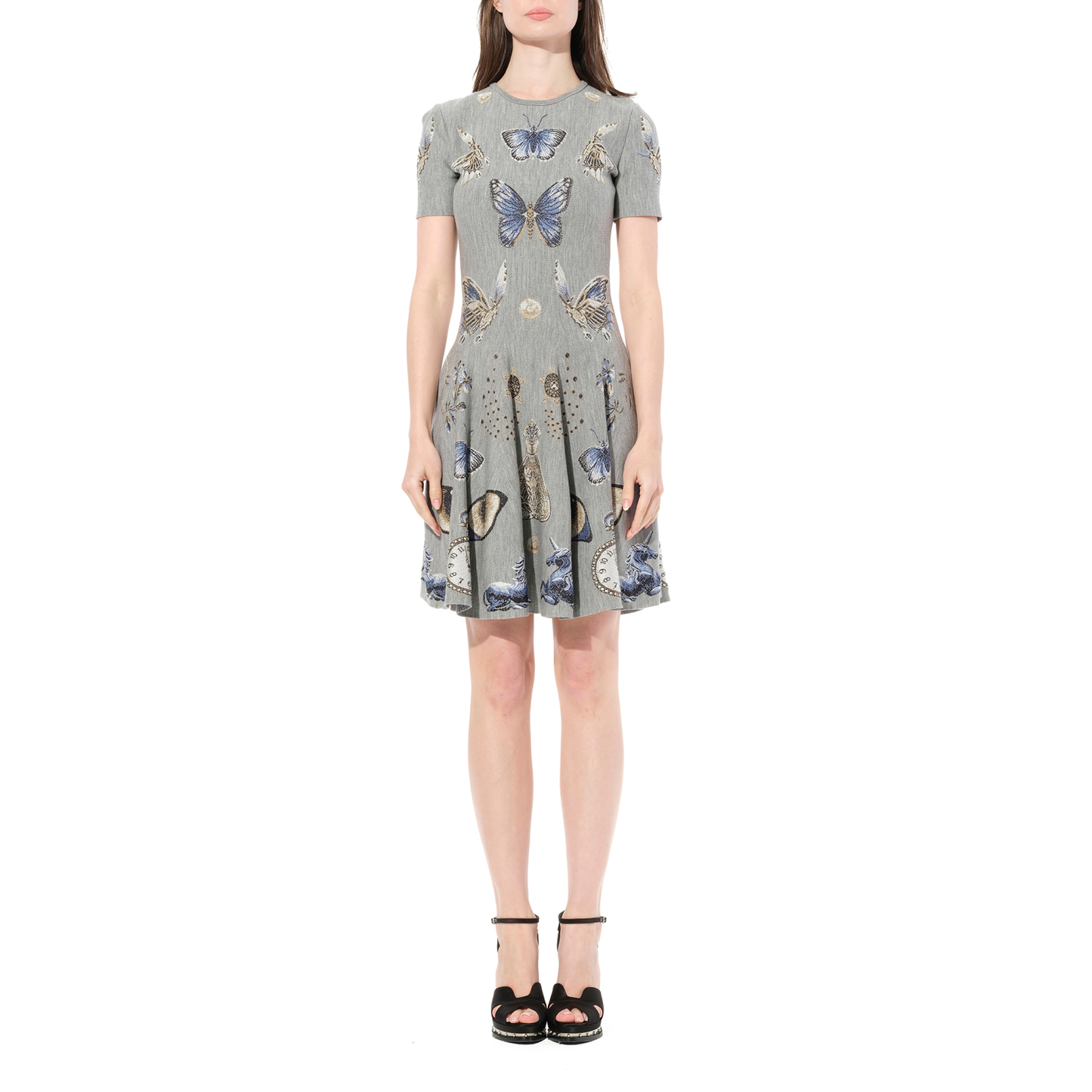 Mini Jacquard Butterfly Dress in Grey