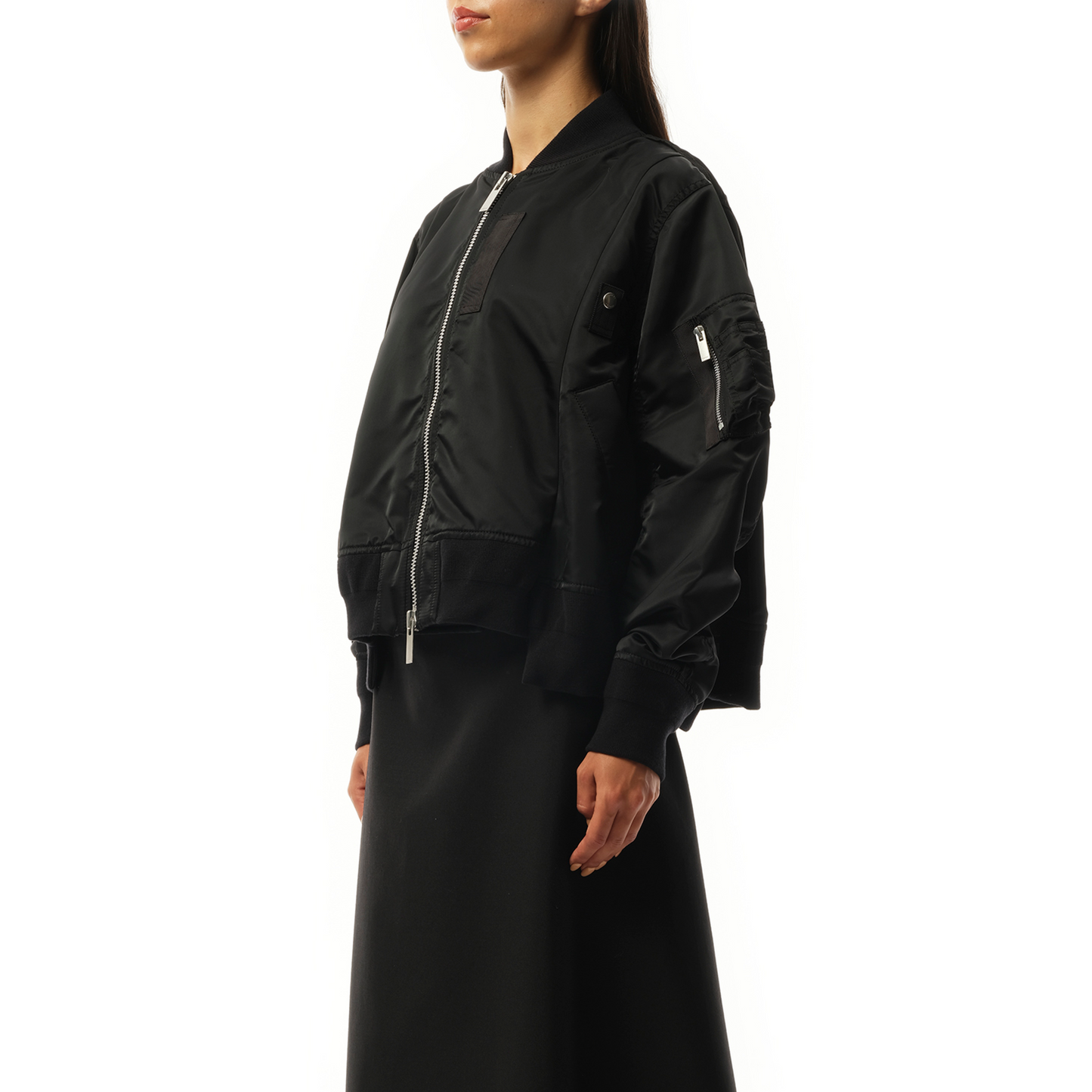 Nylon Twill Zip Blouson in Black