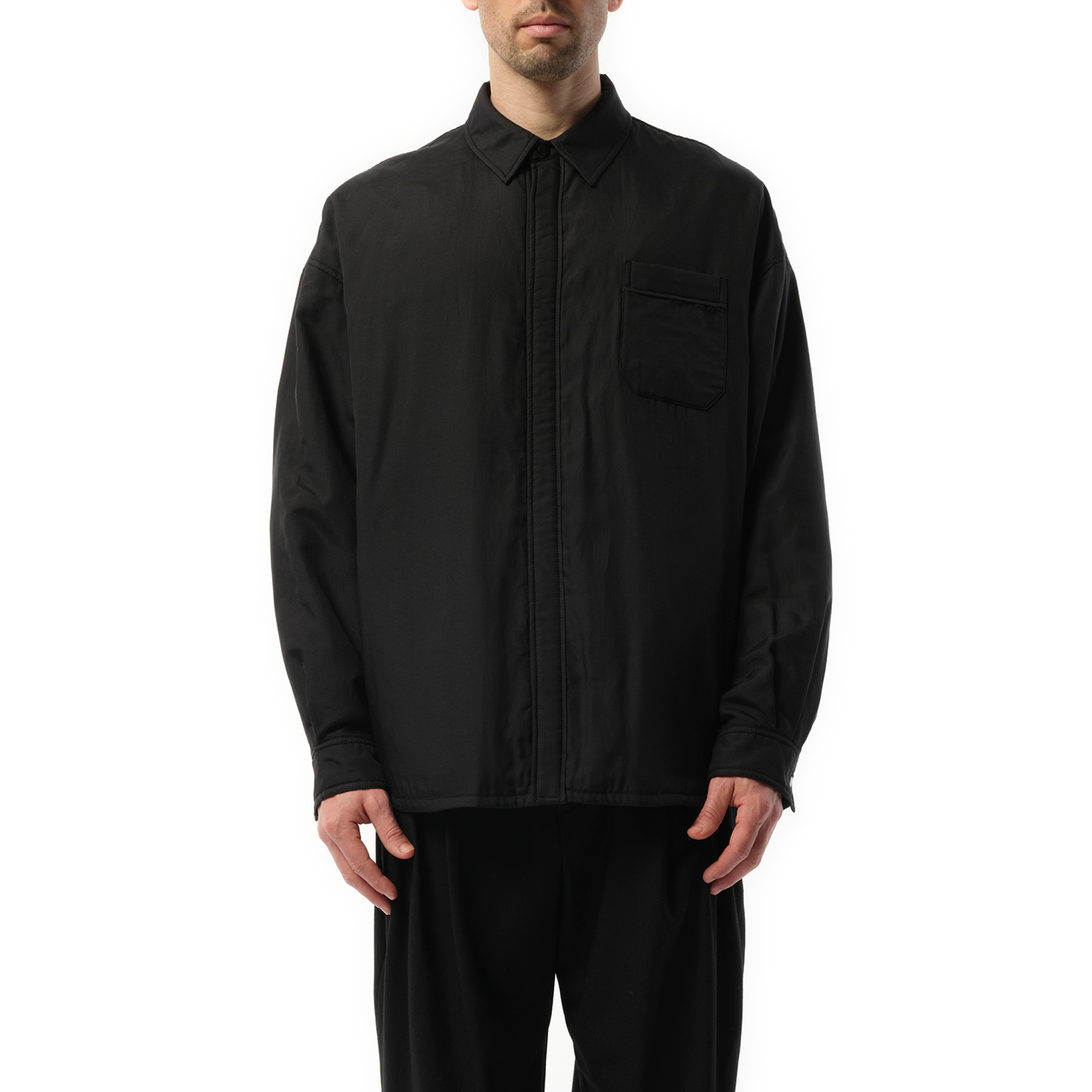 Silk Cotton Padded Shirt in Black