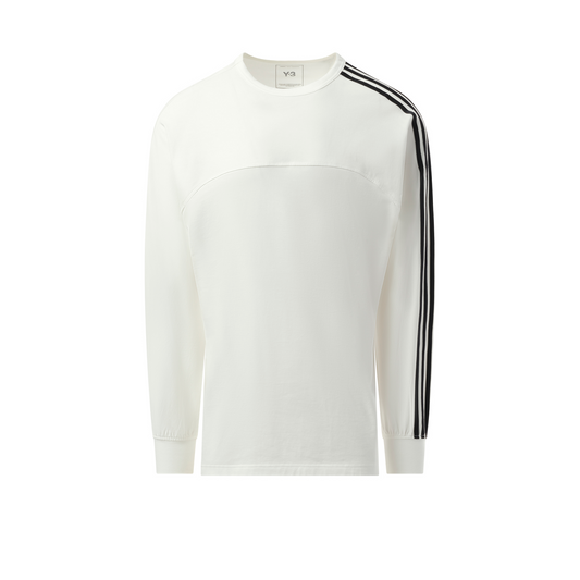 3 Stripe Long Sleeve T-Shirt in White