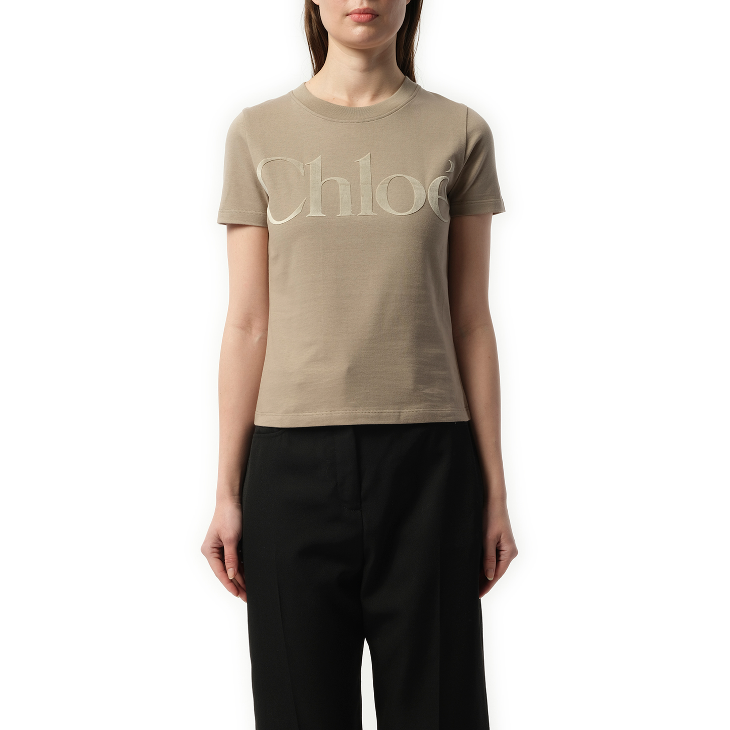 Chloe Logo T-Shirt in Powder Grey