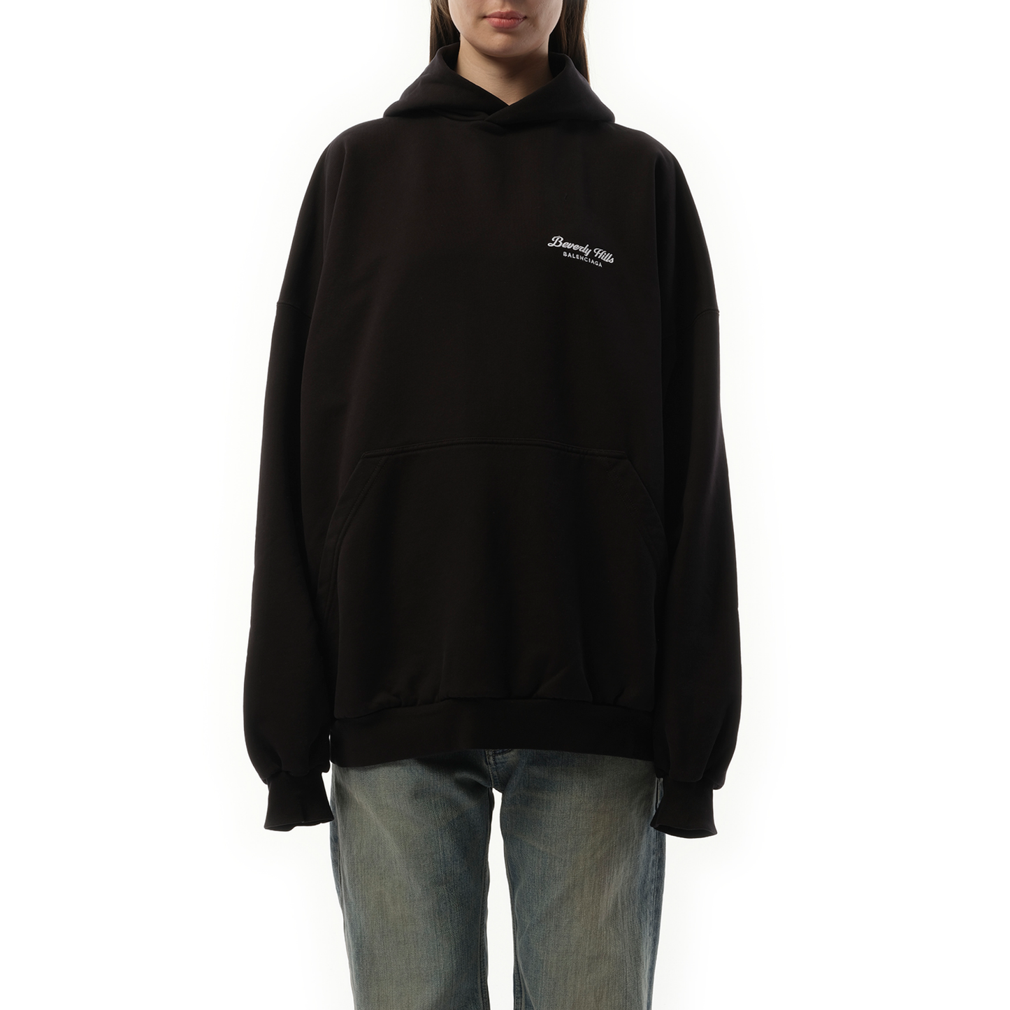 Beverly Hills Large Fit Hoodie in Washed Black