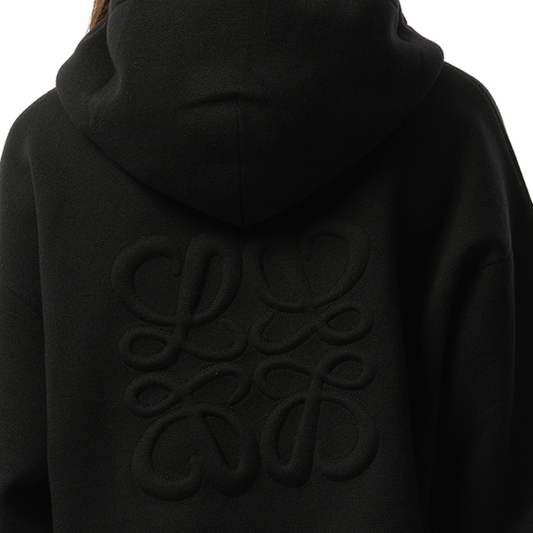 Anagram Zip-Up Hoodie in Black