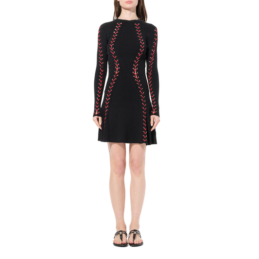 Knit Dress in Black/Red