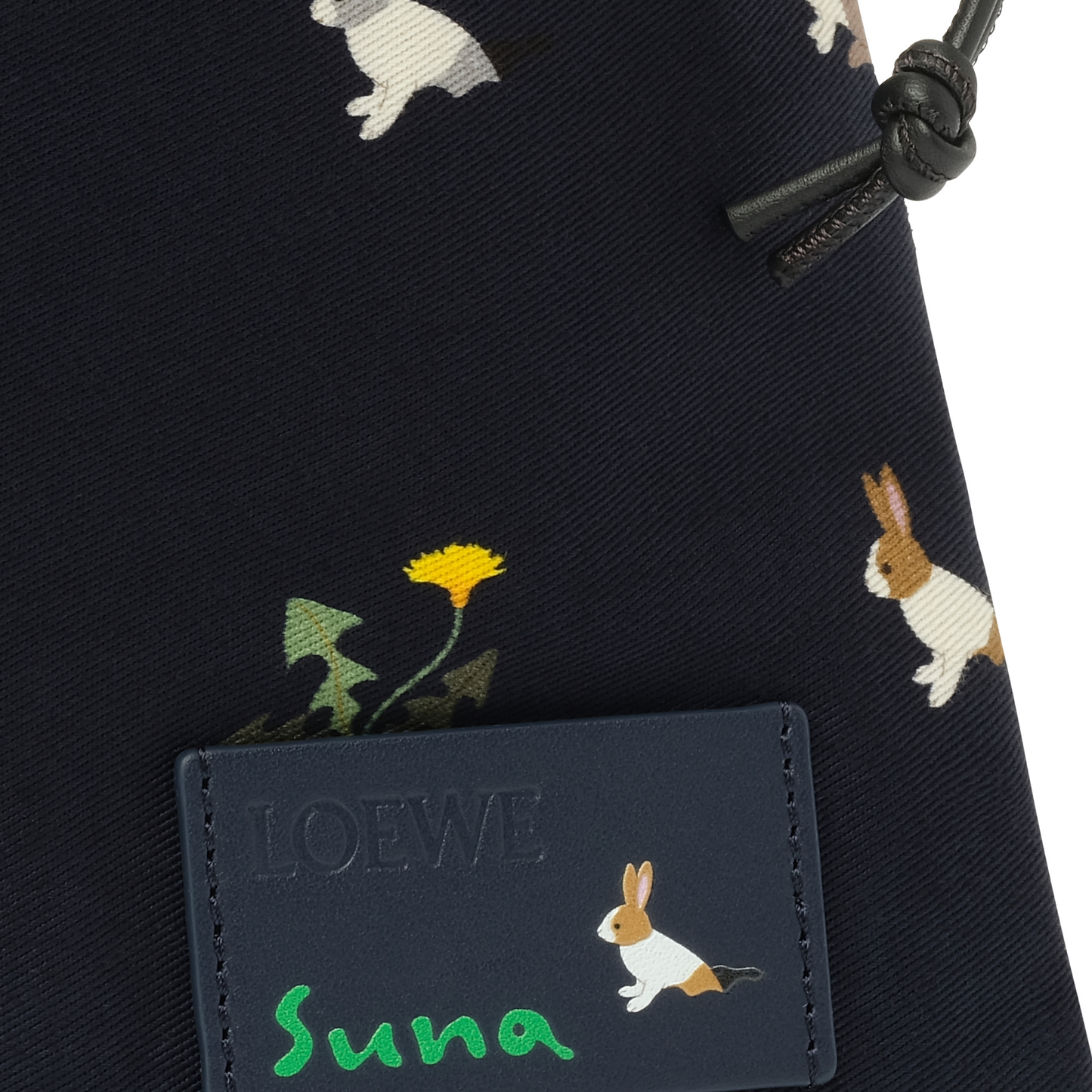 Bunnies Drawstring Pouch in Deep Navy