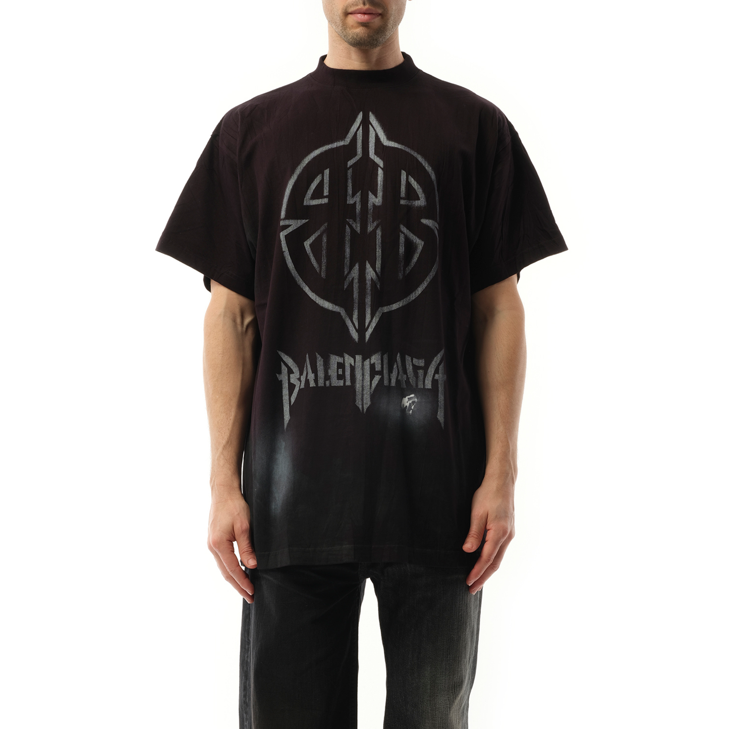 Metal BB Stencil Oversized T-Shirt in Black