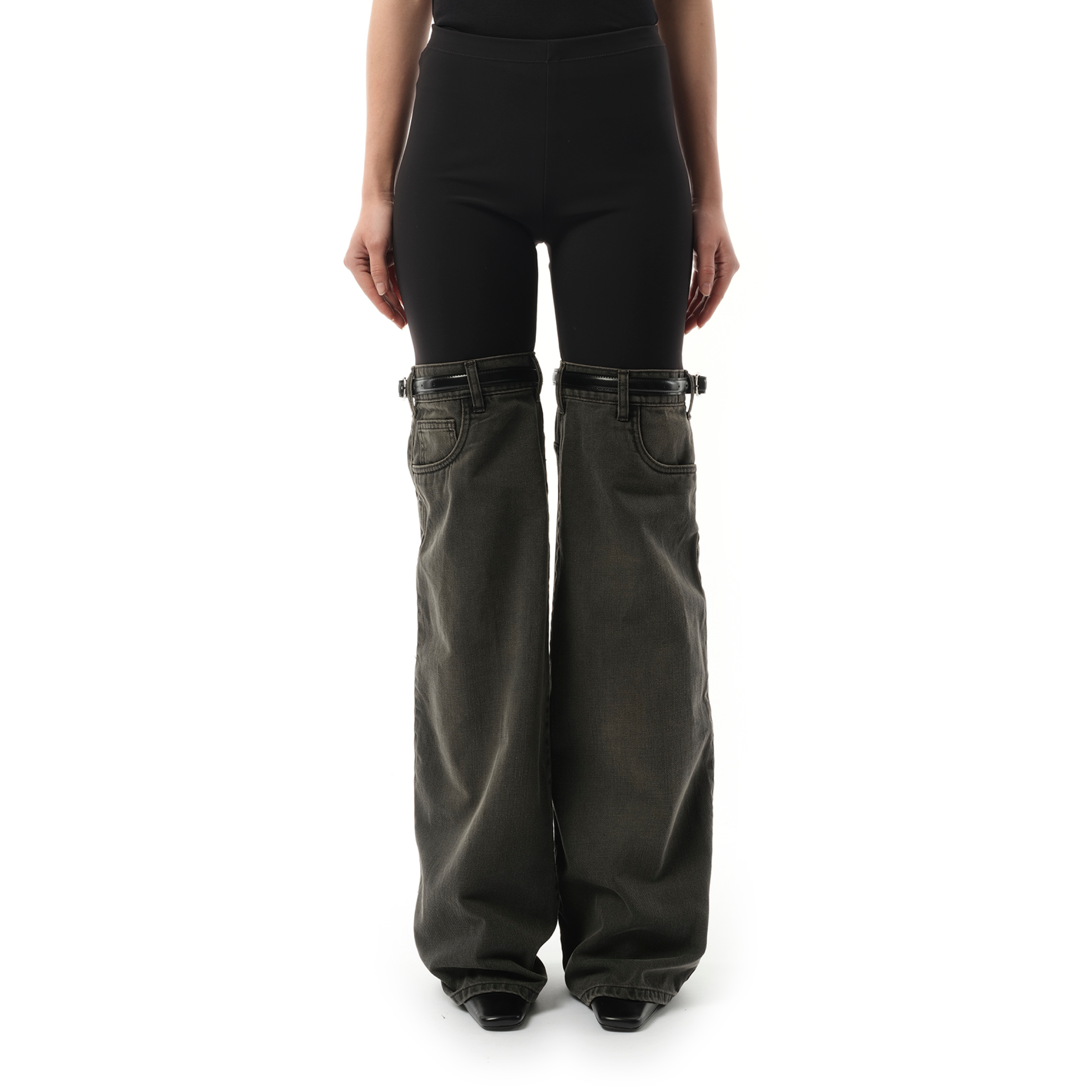 Hybrid Denim Trousers in Black/Grey