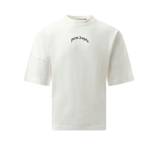 Back Curved Logo Over T-Shirt in Off White/Black