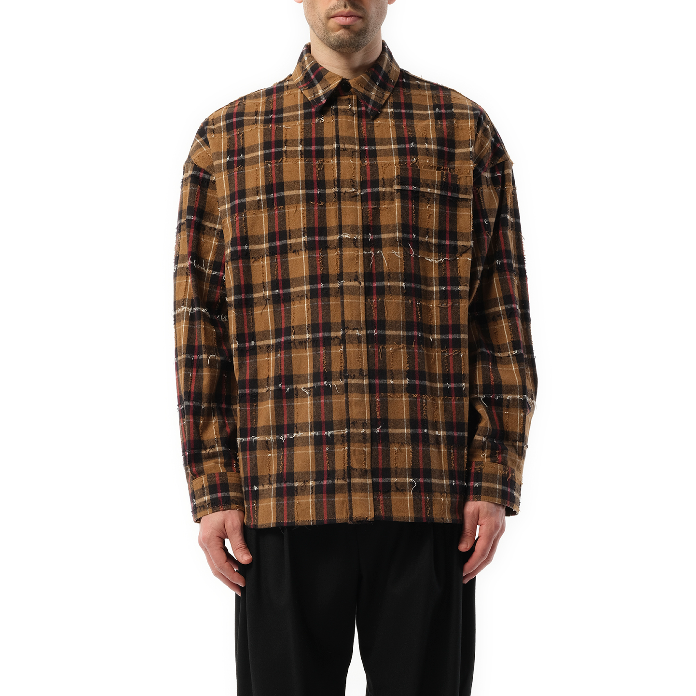 Damage Check Shirt in Beige