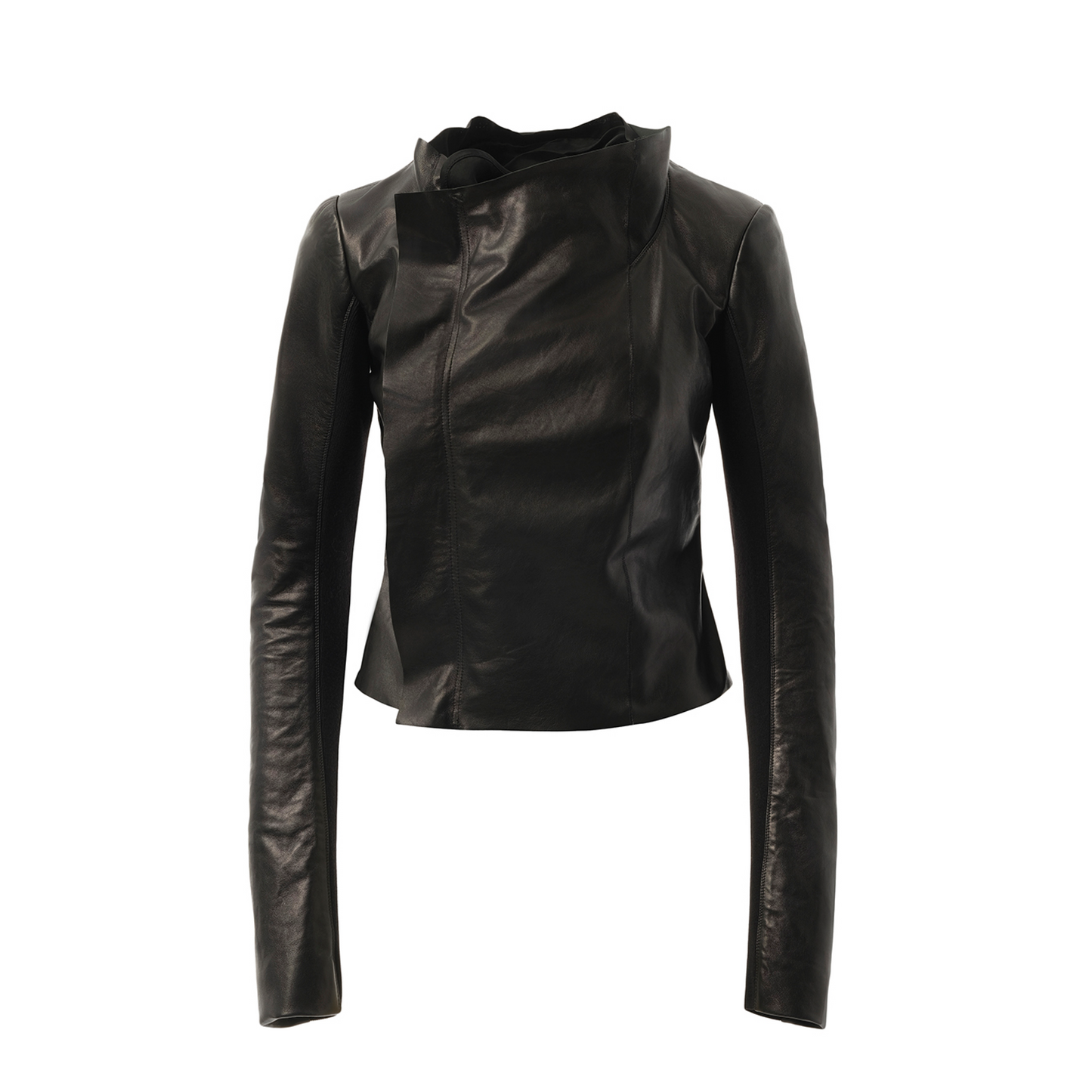 Low Neck Biker Jacket in Black