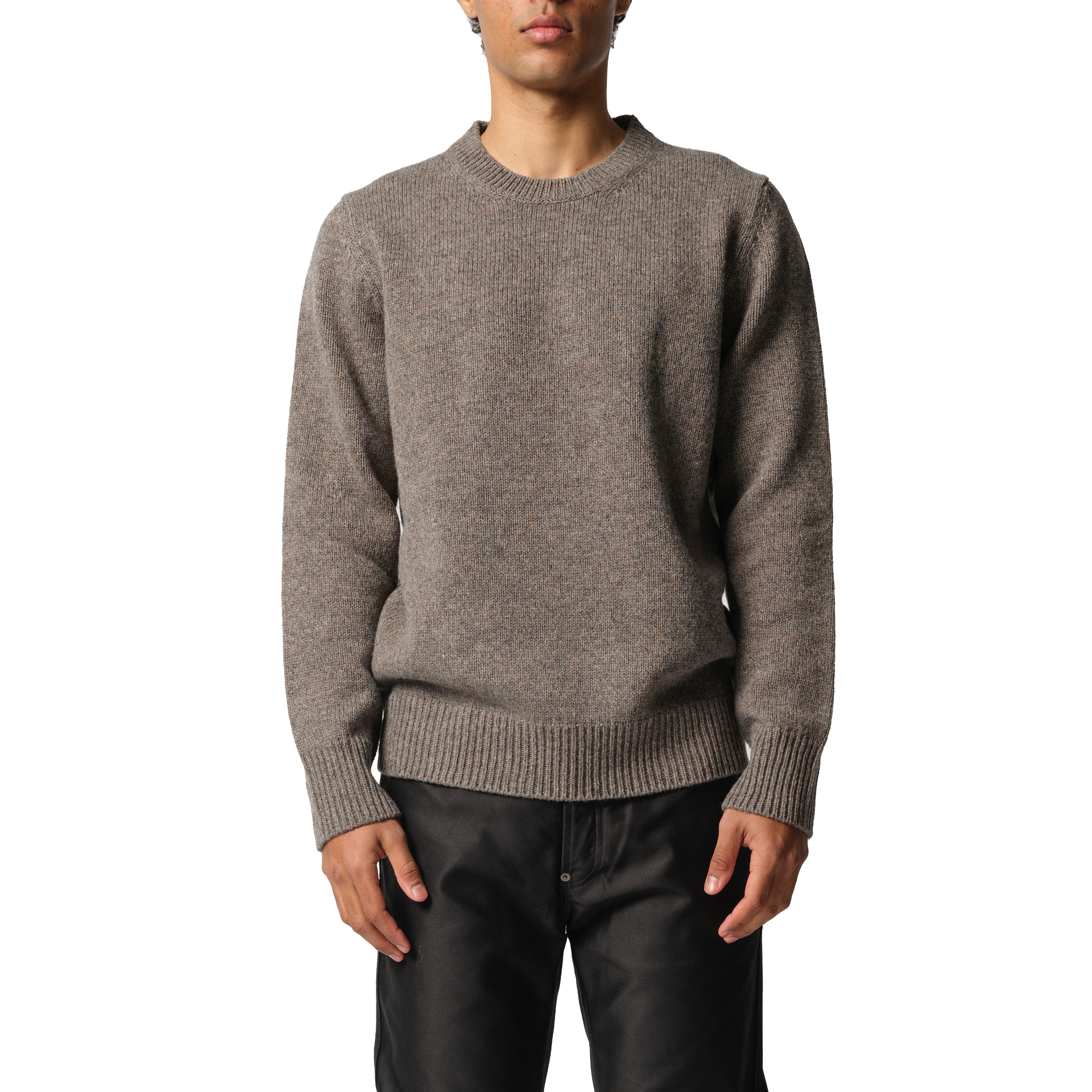 Wool Knit Sweater in Grey/Brown