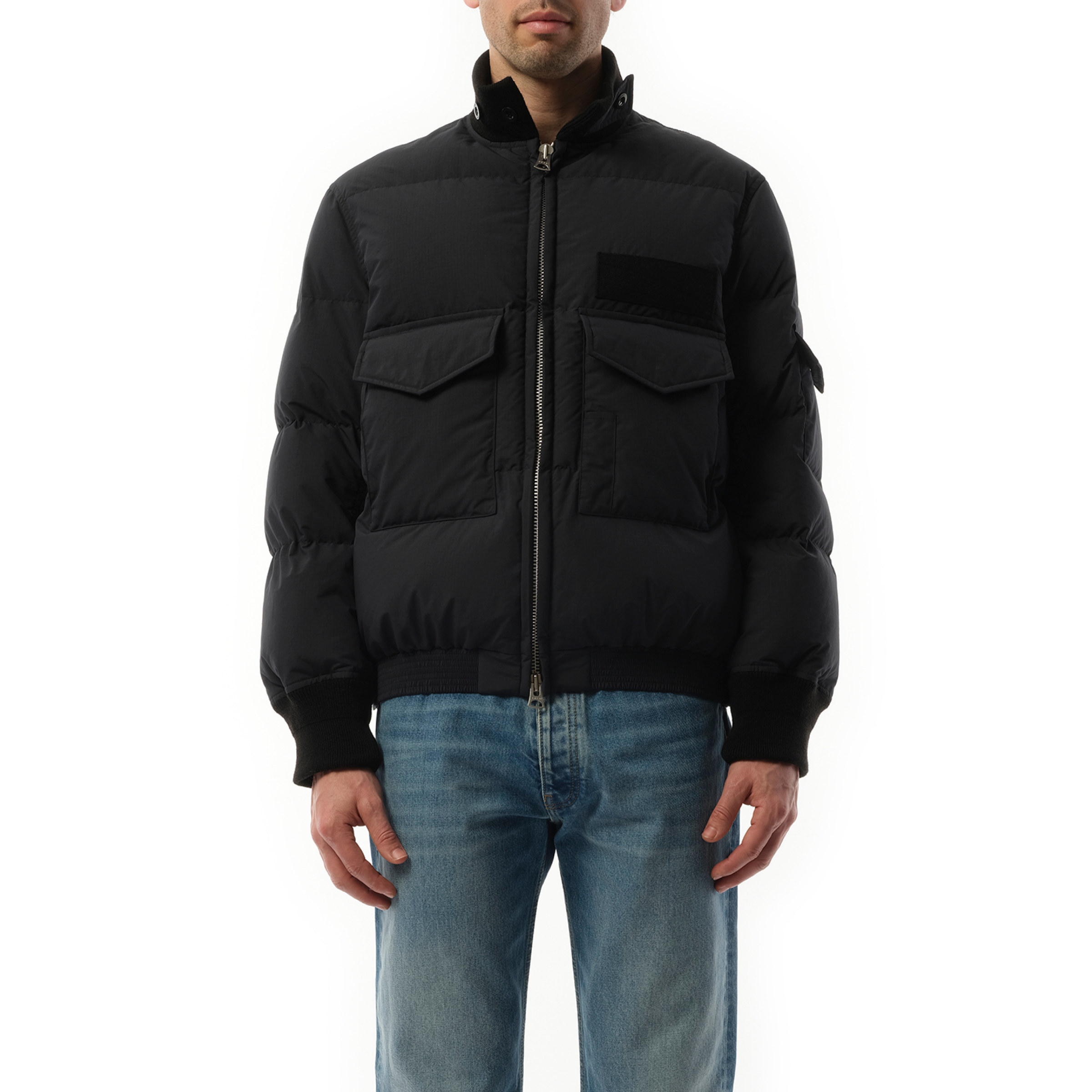 Rip Stop Padded Blouson in Black