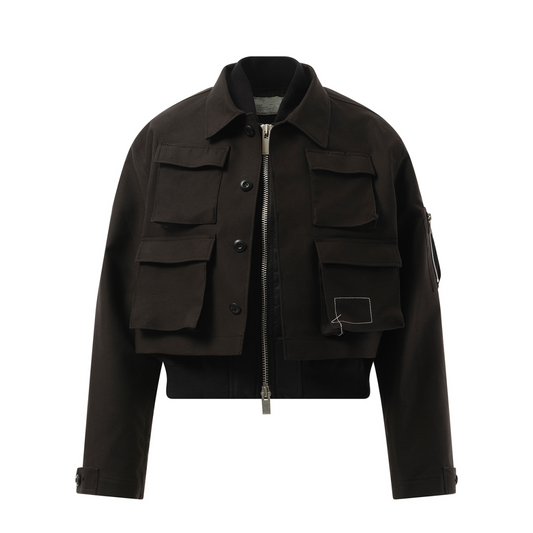 WTAPS Cotton Back Satin x Nylon Twill Jacket in Black