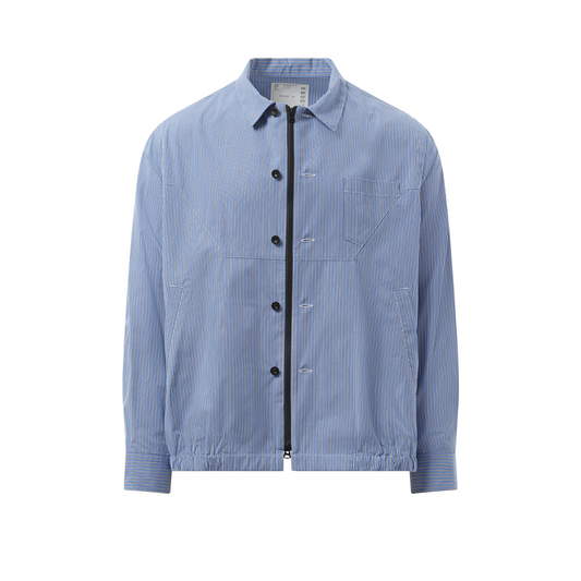 Cotton Poplin Jacket in Blue Stripe