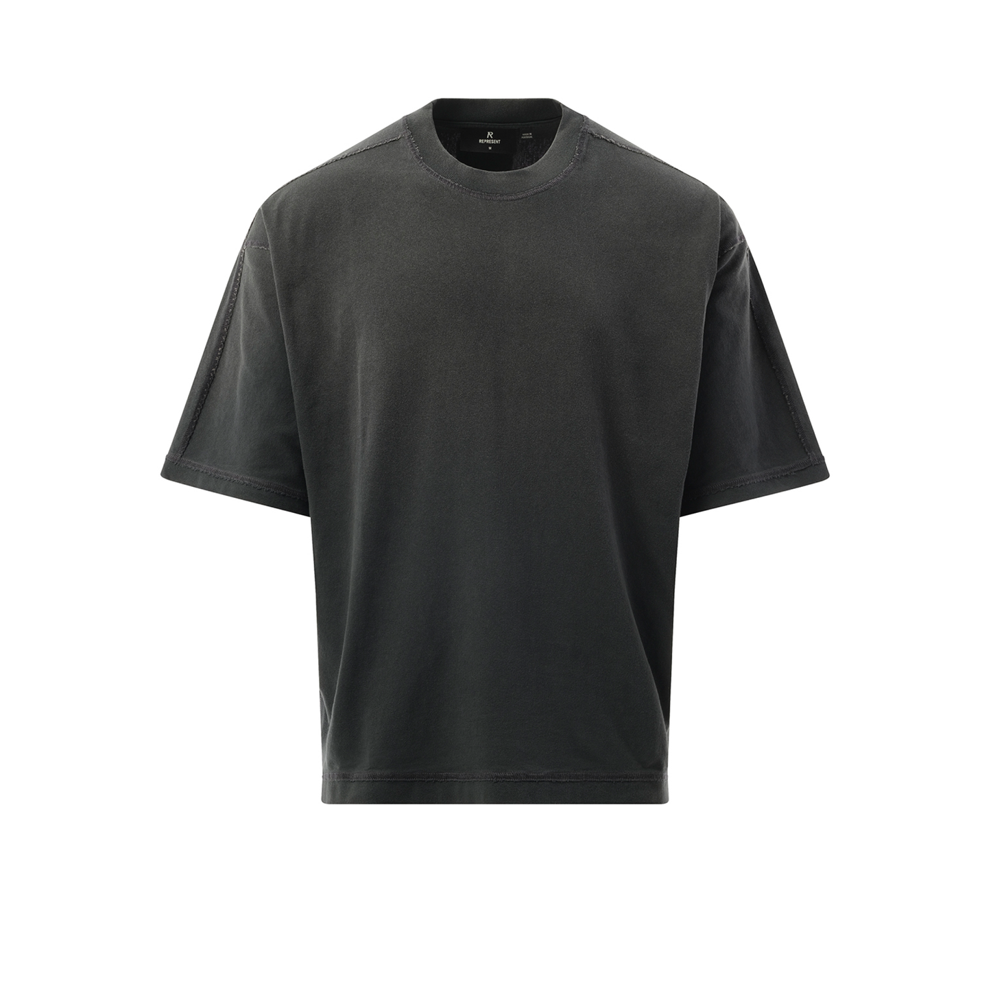 Stepped Hem T-Shirt in Stained Black