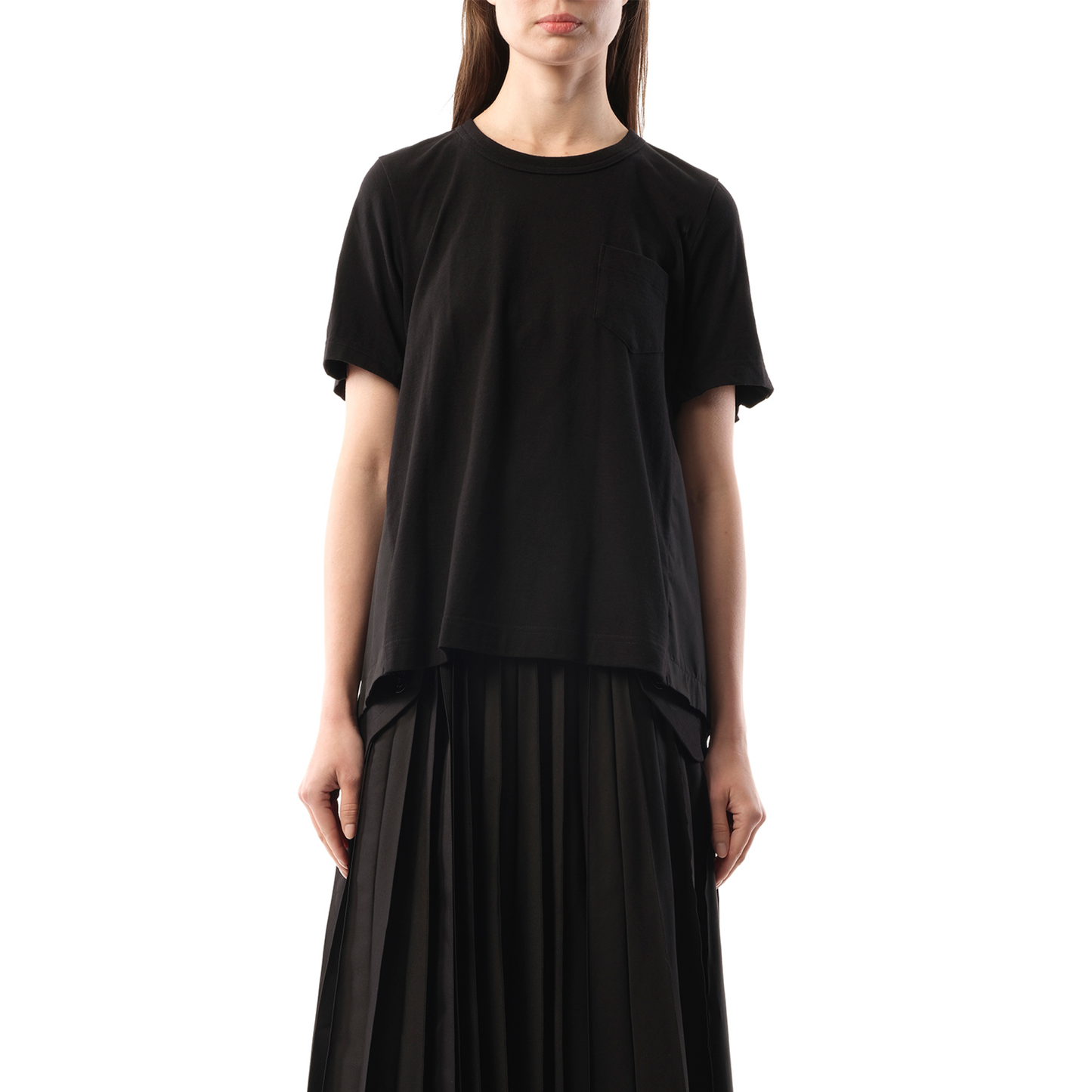 Cotton Poplin x Cotton Jersey T-Shirt in Black